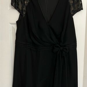 Tadashi Shoji Black Flutter Sleeve Wrap Mini Dress